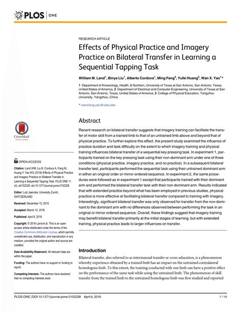 bilateral transfer of learning experiment|Effects of Physical Practice and Imagery Practice on Bilateral .